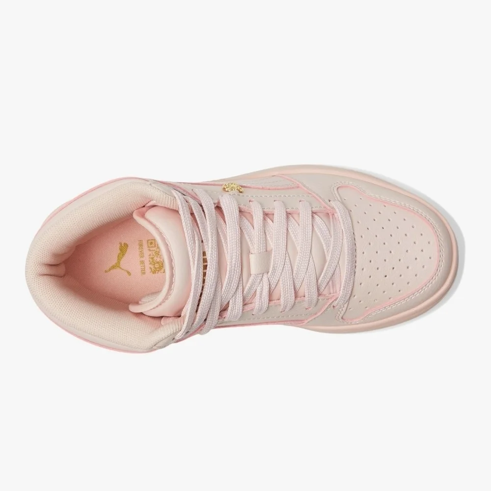 Girl's Fashion Sneakers Puma Rebound Layup Valentine JR Island Pink-goldSize 6.5